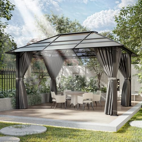 Devoko Pavillon 3x4 Wasserdicht Stabil Winterfest,Aluminium Gartenpavillon,Pavillon mit Festem Dach Protection UV,Geeignet für Außenszenen,Grau