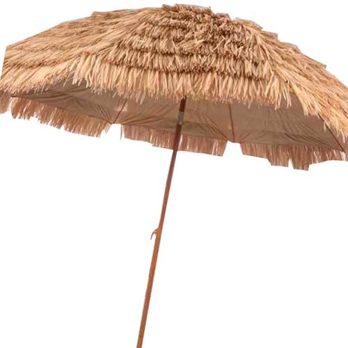 Parasol de terrasse en chaume, parasol en paille avec réglage de l'inclinaison, 8 baleines, sac de transport portable, for piscine de jardin, parasol de plage en paille d'extérieur(1.6m(62.9inch))