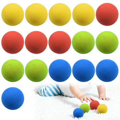 VIDSTW 16 Stück Schaumstoffball Klein Eva Softbälle Kinder Farbig Weiche Schaumstoffbälle Softball Klein 5 cm Durchmesser Schaumstoff Ball für Kinderpartys Geburtstagsfeiern Familienaktivitäten