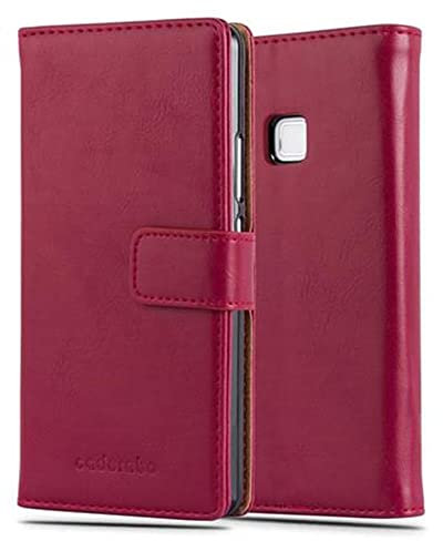 Cadorabo Custodia Libro per Huawei P9 LITE in ROSSO VINACCIA - con Vani di Carte, Funzione Stand e Chiusura Magnetica - Portafoglio Cover Case Wallet Book Etui Protezione