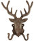 Dehner Hirsch mit 2 Haken nostalgisch, ca. 26 x 21.5 x 10.5 cm, Gusseisen, edelrostfarben, Braun