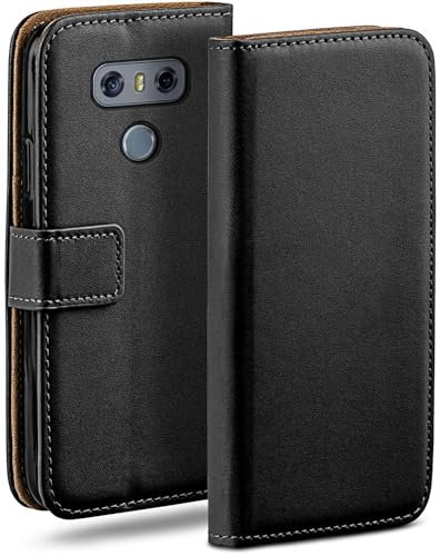 moex Book Case für LG G6 Handyhülle mit Kartenfach, Hülle klappbar 360 Grad Schutzhülle, Klapphülle Flip Case Cover, PU Leder Handytasche Lederhülle, Schwarz