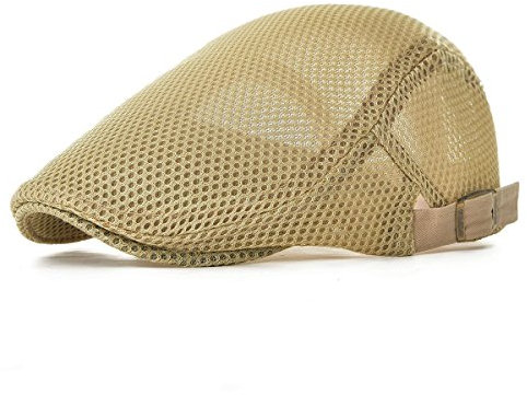 Kuyou Herren Schirmmütze Sommer Kappe Hut Schiebermütze Flatcap (Beige)