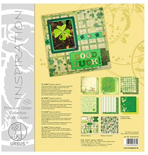 Ursus 70340004 - Premium Glitter Collection, Viel Glück, ca. 30,5 x 30,5 cm, Papiere und Accessoires für kreatives Gestalten