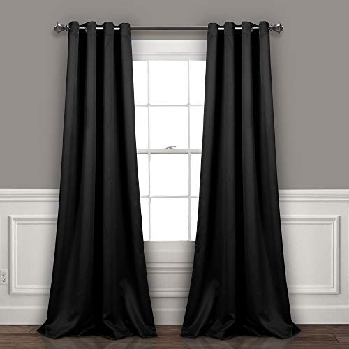 Lush Decor Insulated Grommet Blackout Curtains Panel Pair, 52 W x 95 L, Black