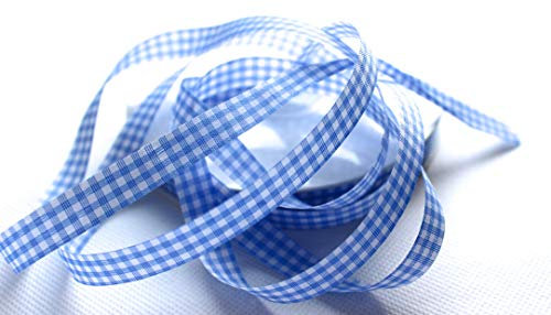 CaPiSo 50m 10mm Karoband Vichy Geschenkband Landhaus Schleifenband Vichykaro Dekoband (Kleines Karo Hellblau, 50m 10mm)