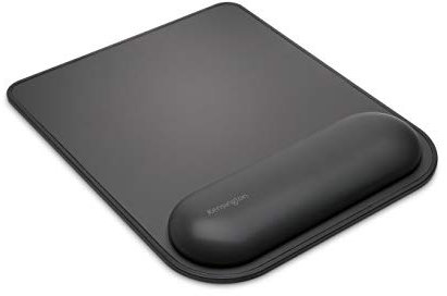 Kensington Mousepad with ErgoSoft Wrist Rest Support for Home Office, Black - Mouse mat, Gel-cushioned non-slip padding, Aids Wrist Alignment, Certified for safety and Compliance