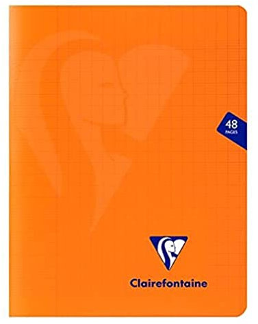 Clairefontaine 383751C Un Cahier Agrafé Mimesys Orange - 17x22 cm - 48 Pages Grands Carreaux - Papier Blanc 90 g - Couverture Polypro