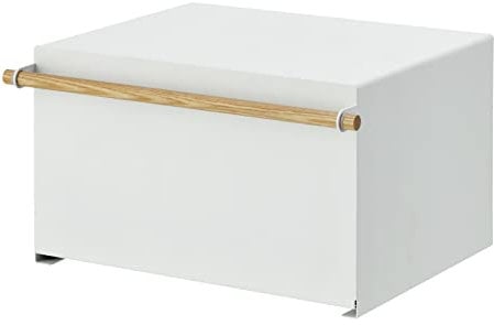 Yamazaki 4376 TOSCA Brotkasten, Minimalistisches Design, 43 x 36,5 x 24 cm (LxBxH), Stahl/Holz, 10 kilograms, weiß