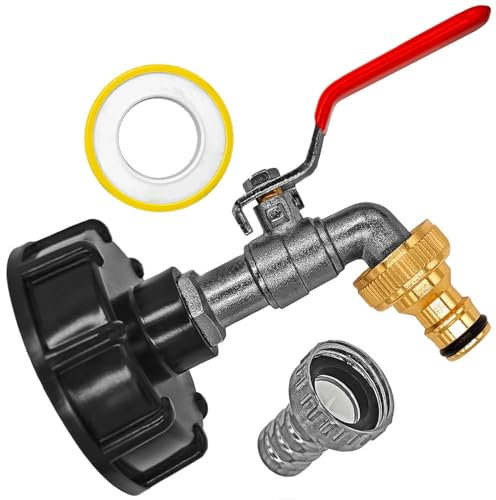 IBC Adapter Kappe S60x6 mit 1/2 Zoll Auslaufhahn mit Stecker für System Gardena Gartenschlauch Tank Container
