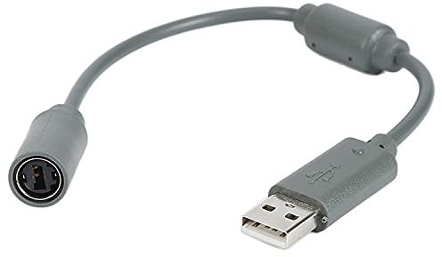 Gamer Gear Xbox 360 Wired Controller - Breakaway Cable with USB Adapter - Prevents Accidental Damage - Grey, Works with PC Games