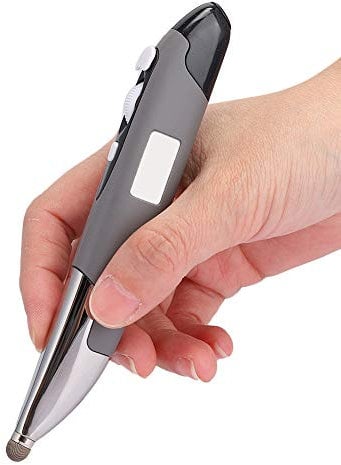 Wireless Pocket Pen Mouse, Adjustable 800/1200/1600dpi USB Light Pen for Laptops, Tablets, Smartphones - Ergonomic PenType Mouse for 7/8/XP/2000, Android, OS X (Silver)