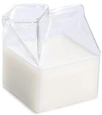 Milchglas Tasse, 250ml Unregelmäßige Transparente Glas Tasse für Kaffee Milch Wasser Milchkarton Behälter für Frühstück