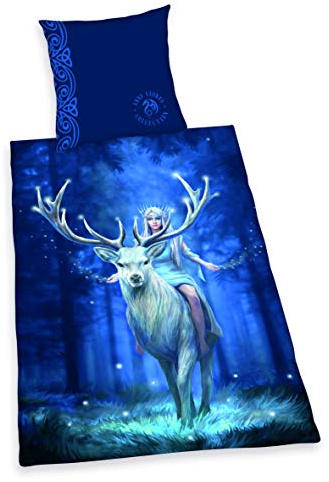 Herding Anne Stokes Bettwäsche-Set, Wendemotiv, Kopfkissenbezug 70 x 90 cm, Bettbezug 140 x 200 cm, Mit leichtläufigem Reißverschluss, Baumwolle/Renforcé