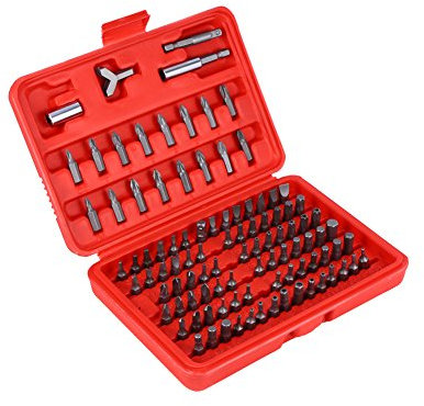 Screwdriver Bit Set, 100 Pieces Professional Security Tamperproof Torx Hex Set with Red Case for Repairing Car, Electrical Appliances Car Electronics or Equipment Impact Driver Bits Drill