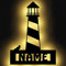 Leuchtturm Deko Maritime LED Wand Lampe Nachtlicht Dekolicht Schlummerlicht Batterie mit Namen personalisiert Nordsee Süd-See Geschenke