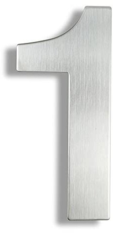 HASWARE Número de casa moderno Acero inoxidable cepillado Puerta elegante Placa del alfabeto Calle Decoración del hogar (1, 6 pulgadas de plata)