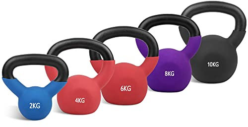 wuuhoo® Kettlebell Set Dwayne mit 30kg oder 58 kg, Verschiedene Kugelhanteln aus massivem Gusseisen mit Neopren Beschichtung, Schwunghanteln für Dein Krafttraining - Fitnessgerät für Zuhause 30 kg
