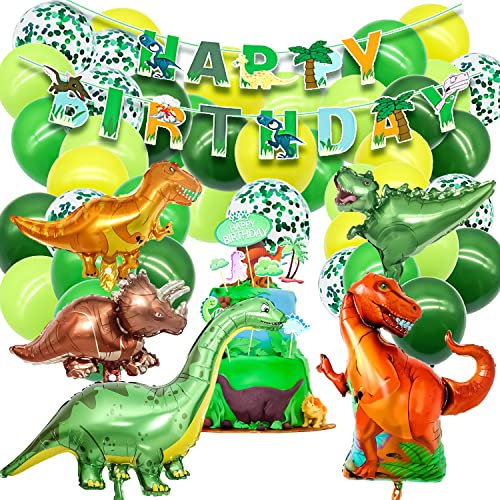 Dinosaurier Geburtstagsdeko Party Luftballons, Dinosaurier Kindergeburtstag Deko, Großer Folienballons Dinosaurier Konfetti, Dinosaurier Dekoration für Dschungel Party