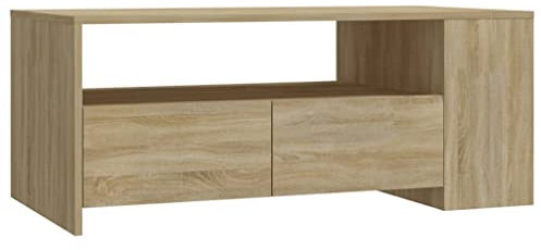 vidaXL Couchtisch Beistelltisch Wohnzimmertisch Kaffeetisch Sofatisch Teetisch Tisch mit Ablage Wohnzimmer Sonoma-Eiche 102x55x42cm Holzwerkstoff