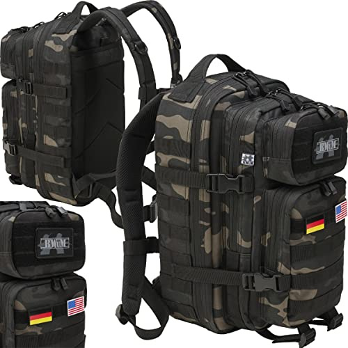 BWuM US Assault Pack Cooper Rucksack + Patch & Flaggen, Größe:Medium (30L), Farbe:Darkcamo