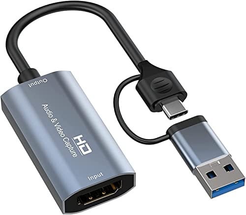 Capture Card, 4K 1080P USB auf HDMI Video Capture Card, 60FPS Full HD Game Capture Card, Video Capture Device for Live Streaming & Video Recording Work with Switch, PS4, Xbox, OBS, DSLR, Camera, PC