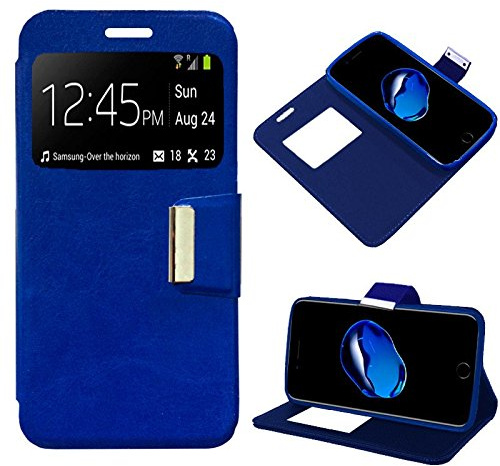 Cool Flip Cover Case for iPhone 7 Plus/iPhone 8 Plus Smooth Leatherette Blue