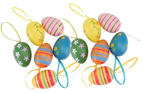 Hoement 12st Ostereier Osterei-Spielzeug Osterei-anhänger Glitzer-Ornamente Esser-Ei-anhänger Ostern Hängendes Ei Osterbaum Hängende Dekoration Ei-verzierung Kind Baumschmuck Plastik Blitz
