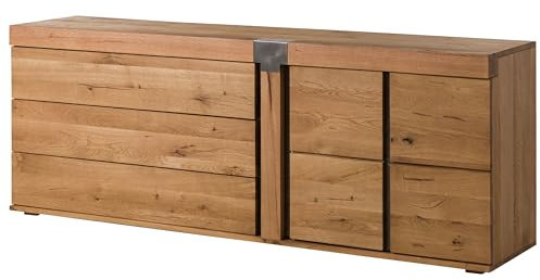 MASSIVMOEBEL24.DE Sideboard Wild-/Zerreiche Natur geölt New Amsterdam - Verschiedene Größen, Farbe:Natur geölt, Größe:200x45x75 cm (BxTxH)