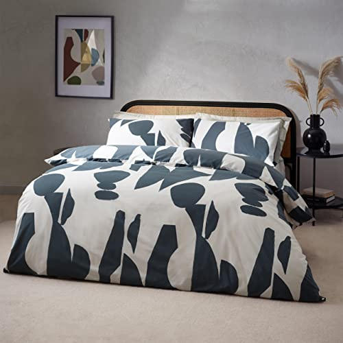 furn. Hoem Meta Abstract Cotton Rich Duvet Cover Set – Reversible Printed Design (Dusk – Single)