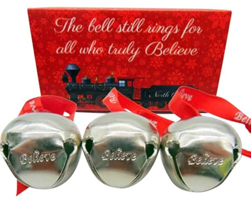 Believe Bell Ornament Deluxe Box Edition für Weihnachtsbaum Urlaub Home Decor Glocken, 3 Stück