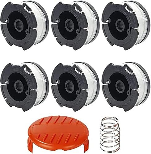 A6481 A6485 Spulen für Black and Decker Rasentrimmer, Satz mit 6 Spulen, 1 Abdeckung und 1 Feder