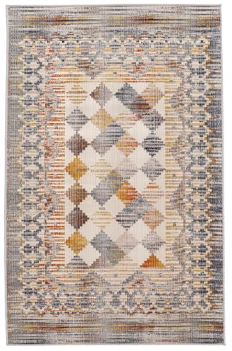 RugVista Kea, In & Outdoor Teppich, Kurzflor, Rechteckig, 100 x 160 cm, Außenteppich, UV-beständig, Wasserfest, Allergikerfreundlich, Für Balkon, Innenhof Garten & Terrasse, Gelb/Orange