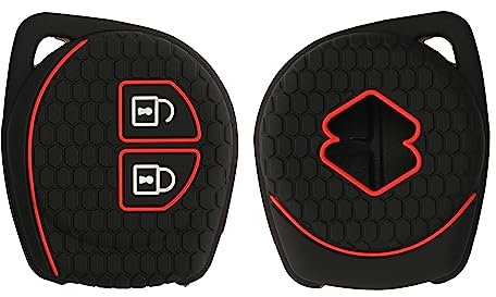 kwmobile Autoschlüssel Silikon Hülle kompatibel mit Suzuki 2-Tasten Autoschlüssel - Schlüsselhülle in Schwarz matt Rot