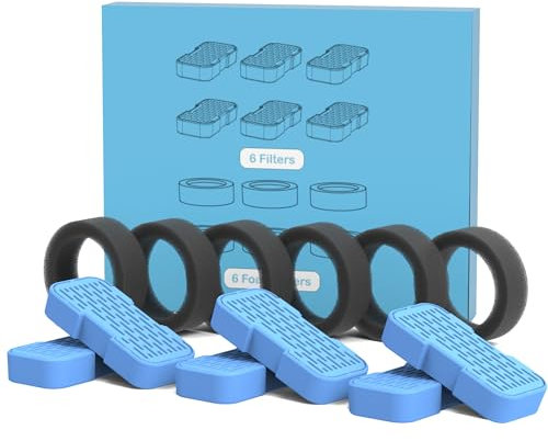 GOOSTOO Katzenbrunnen Filters, 6 Kohlefilters + 6 Schwammfilters, Dreifache Filtration, Hält das Wasser Frisch und Sauber, Geeignet für Trinkbrunnen für Katze (B0CGDWYJN7 B0C6XPFT7Q)