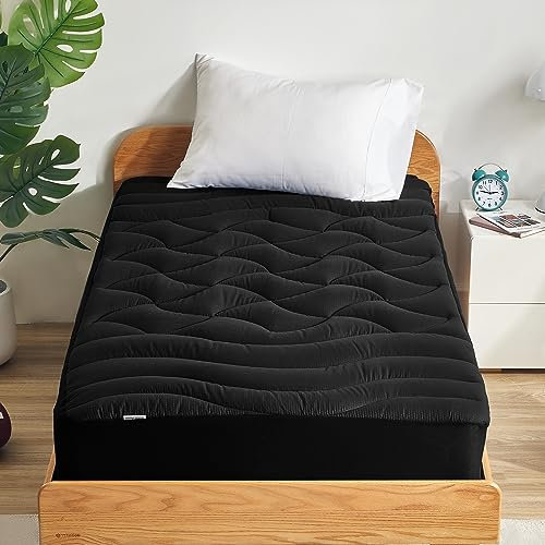 SLEEP ZONE Extra lange kühlende Matratzenauflage für Doppelbett, für Studentenwohnheim, Premium Zoned Cool Matratzenauflage, dick gepolsterter Matratzenschoner, atmungsaktiv, waschbar, tiefe Tasche