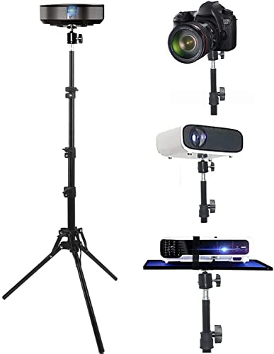 Coret Projector Tripod Stand Mount, Portable Tripod Mount Floor Stand, Folding, Outdoor Stand for Projector, Adjustable Height 19in to 75in (not incluld Tray)