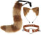DRESHOW Fuchs Kunstpelz Schwanz Katzenohren Stirnband Halloween Party Kostüm Halsband Cosplay Set für Damen