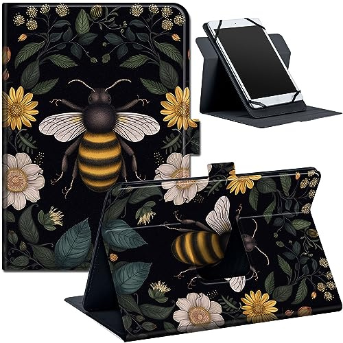 Qindaiwen Universal Case for 9-10.5 inch Tablet, Fit for Fire HD 10 Tablet Case, Stand Folio Universal Tablet Case Protective Cover, with Adjustable Fixing Band and Multiple Viewing Angles,Bee