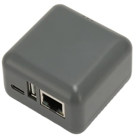 Bewinner Ethernet-zu-USB-2.0-Netzwerk-Druckserver, RJ45-LAN-Druckfreigabeserver für USB-Drucker, Computer-Druckserver-Adapter für Windows für Android (EU-Stecker 100-240 V)