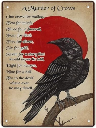 Metall-Blechschild, Halloween-Motiv, für Zuhause, Café, Pub, Wanddekoration, Poster, A Murder Of Crows, Retro-Poster, 20,3 x 30,5 cm