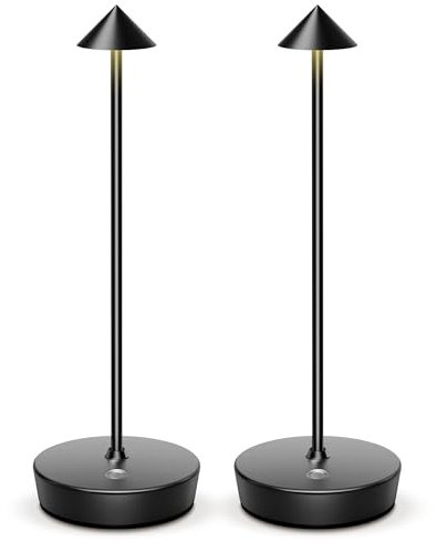 SLSMD Tischlampe Kabellos IP54 Led Outdoor Lampe 6000mAh Akku Camping Schreibtischlampe Aufladbar Nachttischlampe Touch Dimmbar in 3 Farben Tischleuchte für Innen/Außen (2-Schwarz)