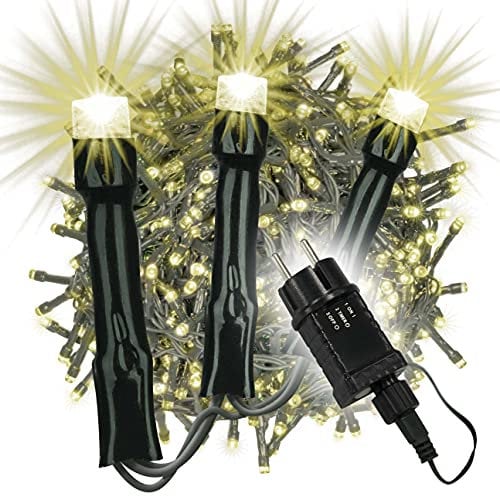 Nipach GmbH 1000er LED Büschel-Lichterkette Leuchtfarbe warm-weiß Außen Trafo Timer grünes Kabel 30 m Weihnachtsdeko Party Xmas Weihnachtsbeleuchtung