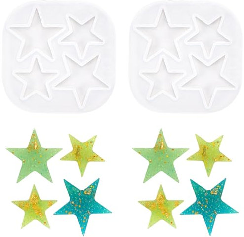 Molde de silicona para Navidad, 2 piezas de molde de Navidad, silicona, resina de silicona, forma de estrella para hacer colgantes decorativos de resina colgante de pared, estrella
