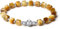 MetJakt Handgemachtes Stretch Armband mit 6MM Echtes Naturstein Würfel Design und 18k Vergoldete Kugel Edelstein Perlenarmband für Damen und Herren (Goldenes Tigerauge -Silber)