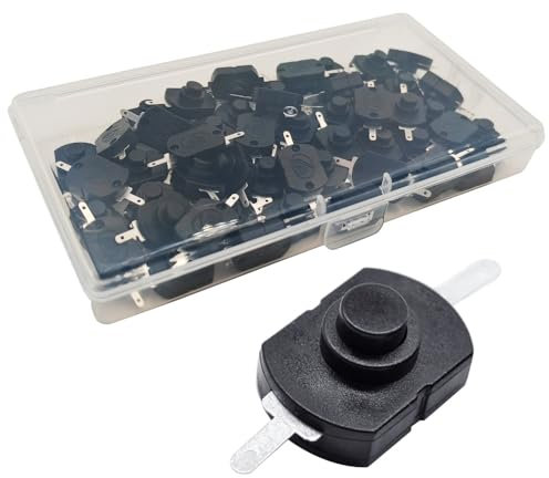 Gebildet 50pz 17 * 12 Micro Mini Interruttore On/Off 1.5A 250V Interruttore a Pulsante Autobloccante per Torcia SMD FAI DA TE Tipo KAN-23