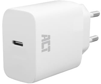 ACT Cargador USB-C 35W, USB-C Power Delivery PPS, GaNFast Adaptador, sin Cable de Carga Enchufe USB, iPhone, MacBook Air, Android - AC2135