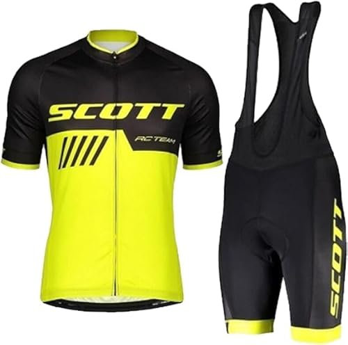 Petorenk Men's Summer Cycling Apparel Set - Stylischer und funktioneller Radsport-Body mit atmungsaktiven und schnell trocknenden 19D Gel Padded Shorts (Gelb, 2XL)