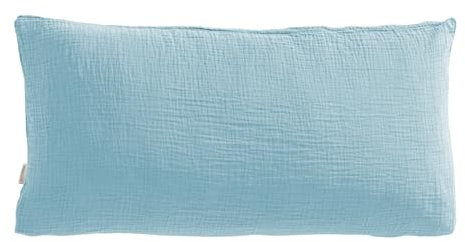 Pure Label Musselin Kopfkissenbezug 40x80 cm aus 100% Baumwolle - Traumhaft weiche, kuschelige Kissen-Sets in blau aus Musselin