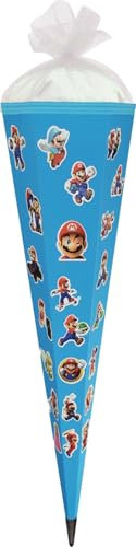 Super Mario Schultüte - Zuckertüte zum selber fertig gestalten, 85 cm, 6-eckig